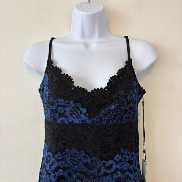 NSR Napean Sea Rd black and blue scalloped lace dress women small formal party - Picture 3 of 10